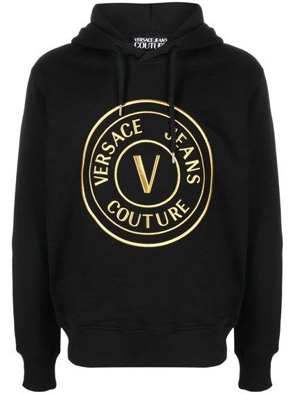 Versace Jeans Chic Black Hooded Sweatshirt