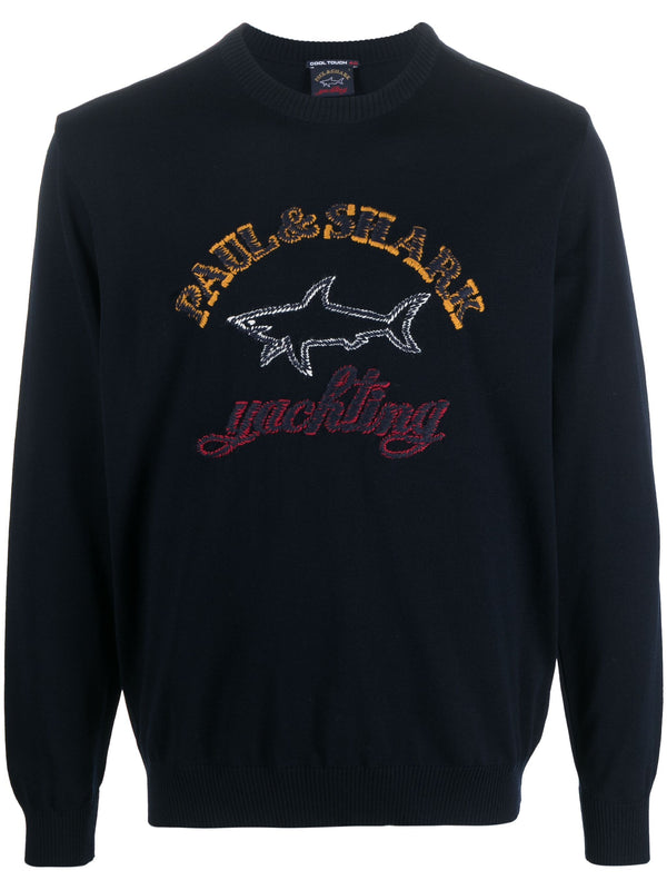 logo-embroidered wool jumper