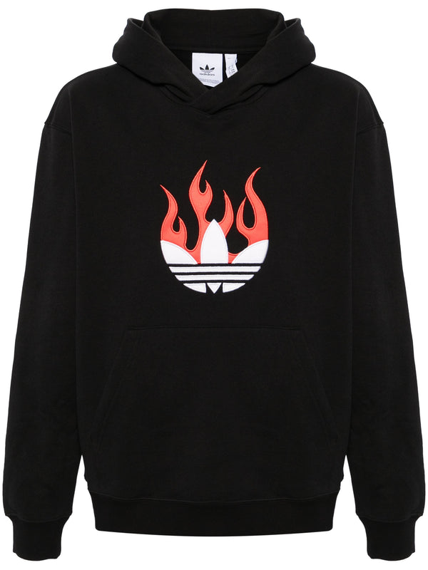 flames logo-patch cotton hoodie