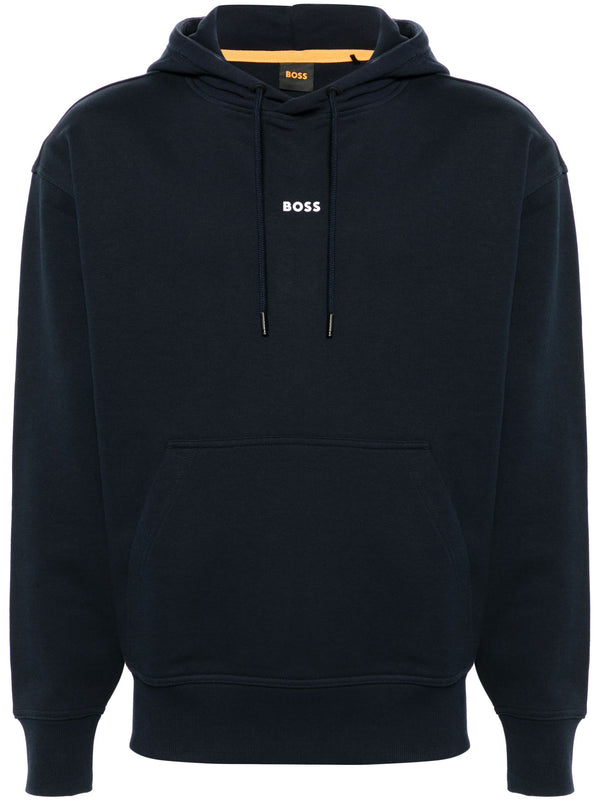 rubberised-logo cotton hoodie