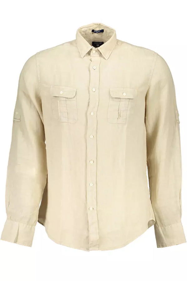 Gant Beige Linen Men Shirt