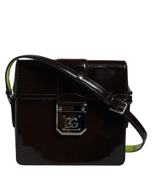 Dolce & Gabbana Black Glossy Leather Crossbody Shoulder Bag